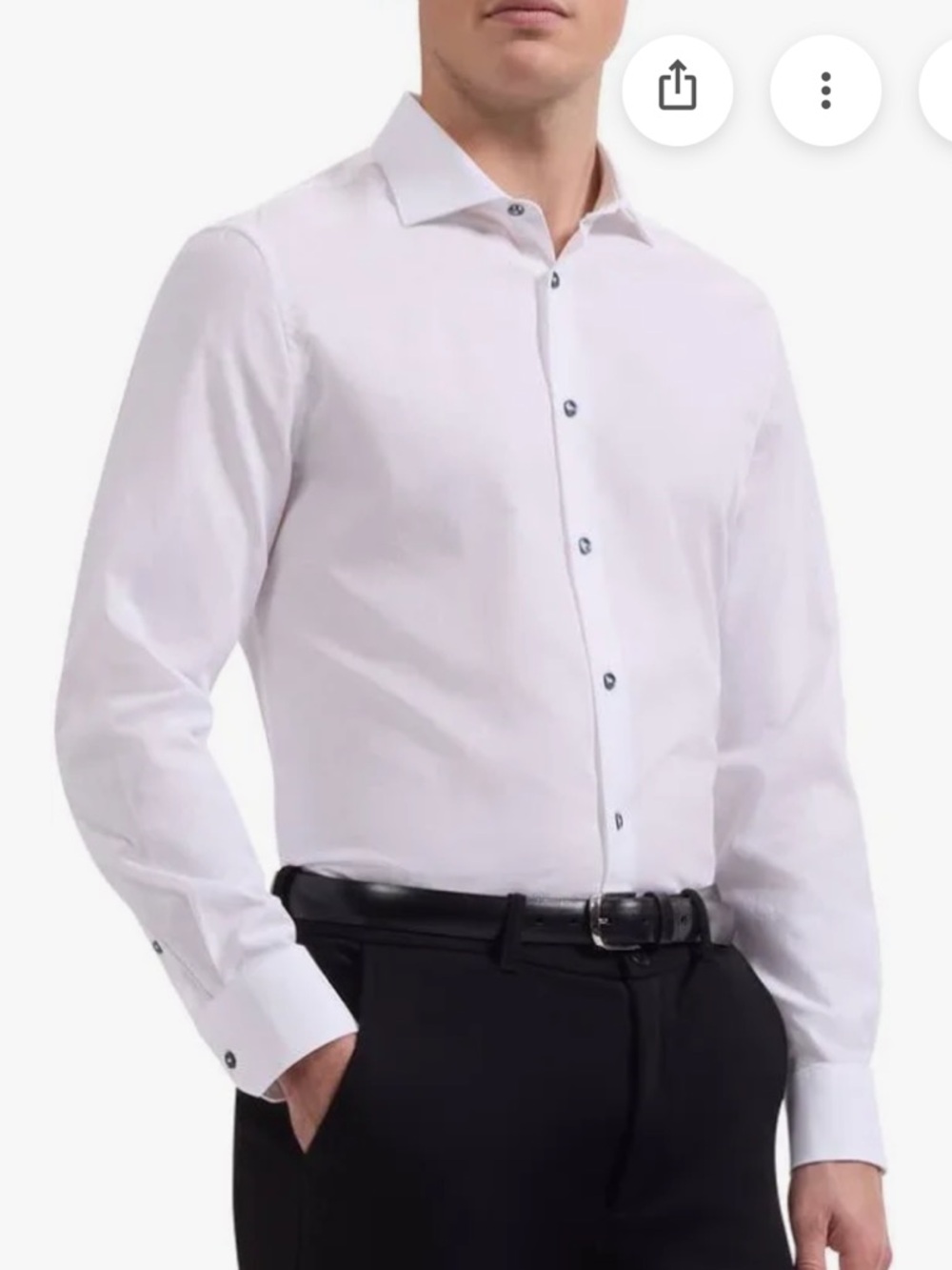Bugatchi white long sleeve shaped fit contrast cuff shirt sz 16 cotton jacquard